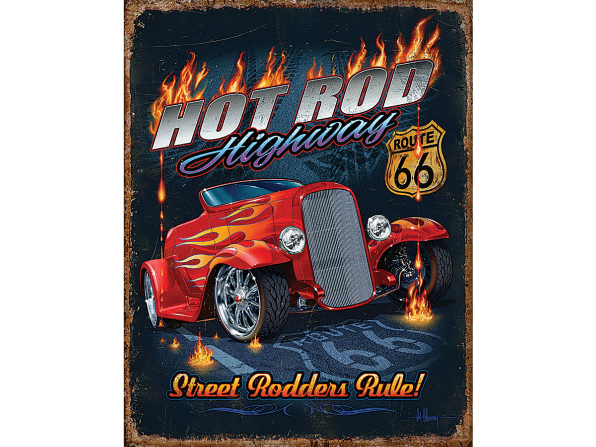Tin Signs Hot Rod Route 66