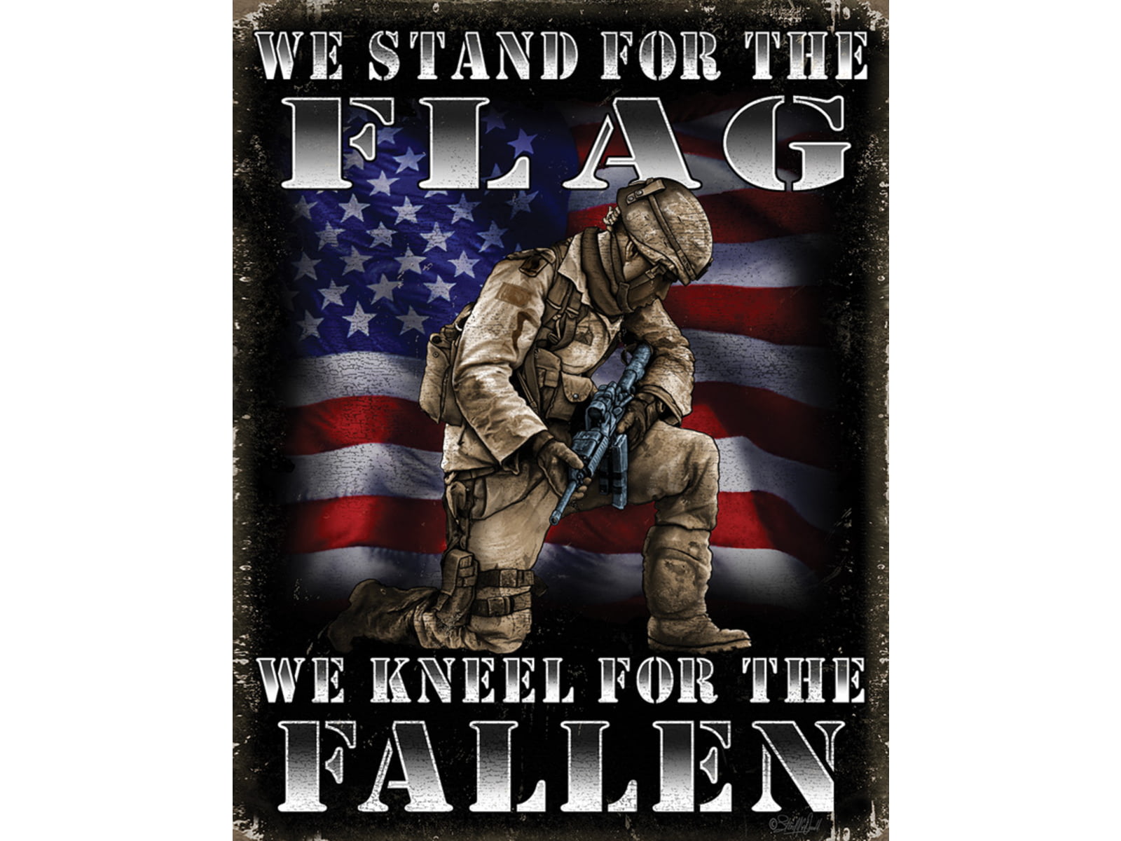 Tin Signs Kneel for the Fallen