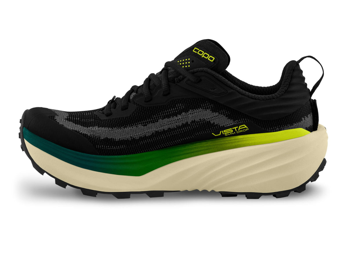 Topo Athletic Vista Trail Running Shoes - Men's Black/Lime 9.0 US