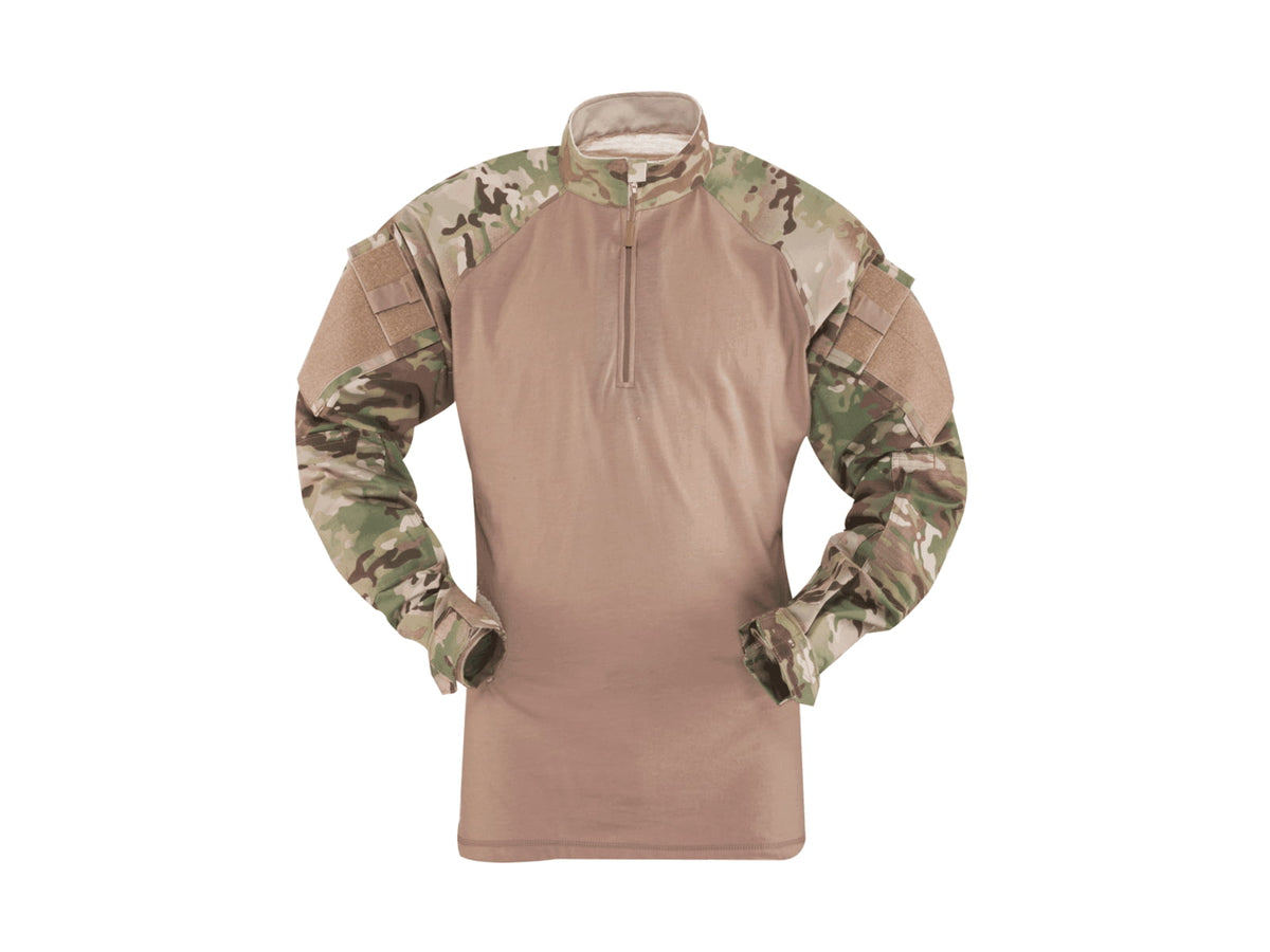 Tru-Spec 1/4 Zip Tactical Response Combat Shirt - Men's 50/50 Nylon/Cotton Rip-Stop MultiCam/Coyote 2XL Long