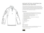 Tru-Spec T.R.U. 1/4 Zip Winter Combat Shirt - Men's 65/35 Polyester/Cotton Rip-Stop