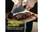 TRUE Primal Forge Chopper Kitchen Knife 6.5in 5Cr15MoV Stainless Steel Monzo Wood Handle Black