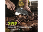 TRUE Primal Forge Chopper Kitchen Knife 6.5in 5Cr15MoV Stainless Steel Monzo Wood Handle Black