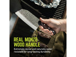 TRUE Primal Forge Chopper Kitchen Knife 6.5in 5Cr15MoV Stainless Steel Monzo Wood Handle Black