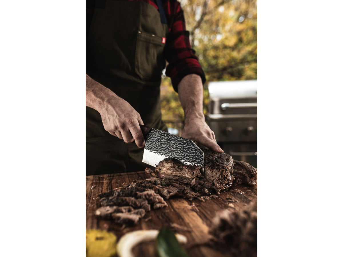 TRUE Primal Forge Chopper Kitchen Knife 6.5in 5Cr15MoV Stainless Steel Monzo Wood Handle Black