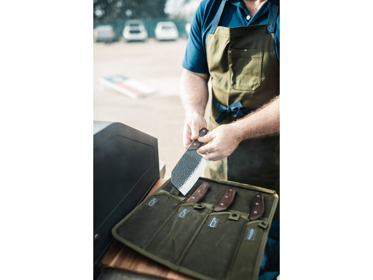 TRUE Primal Forge Chopper Kitchen Knife 6.5in 5Cr15MoV Stainless Steel Monzo Wood Handle Black