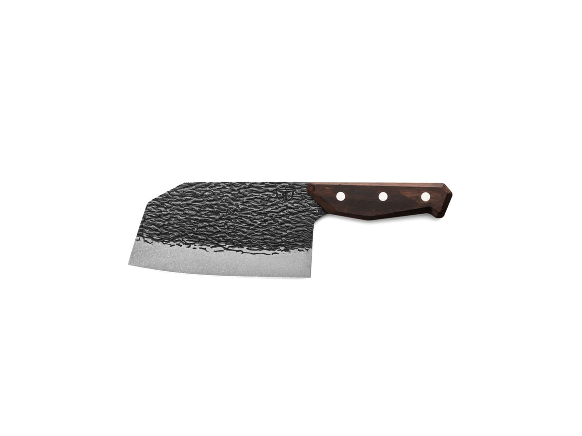 TRUE Primal Forge Chopper Kitchen Knife 6.5in 5Cr15MoV Stainless Steel Monzo Wood Handle Black