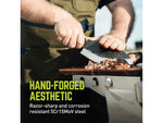 TRUE Primal Forge Rocker Butcher Kitchen Knife 5Cr15MoV Stainless Steel Monzo Wood Handle Black