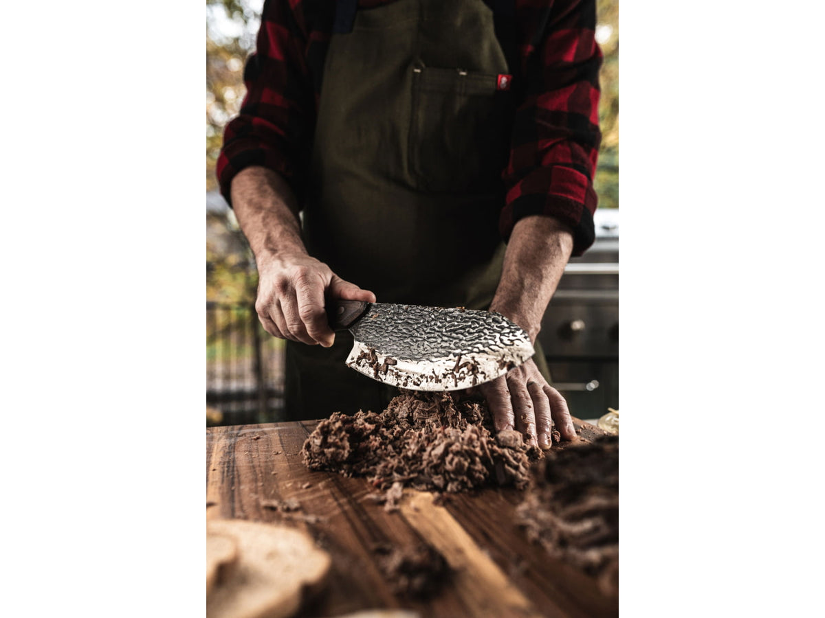 TRUE Primal Forge Rocker Butcher Kitchen Knife 5Cr15MoV Stainless Steel Monzo Wood Handle Black