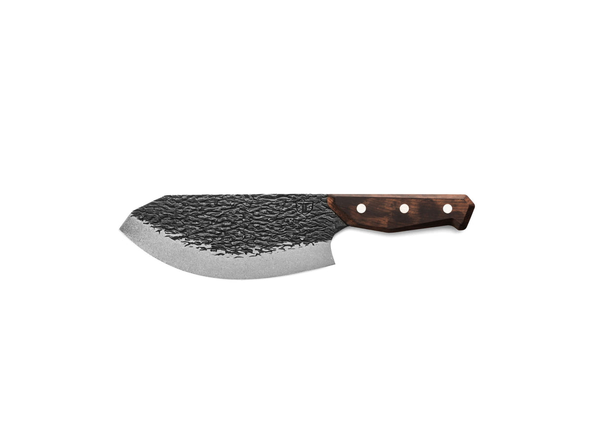 TRUE Primal Forge Rocker Butcher Kitchen Knife 5Cr15MoV Stainless Steel Monzo Wood Handle Black