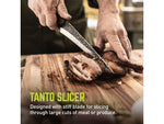TRUE Primal Forge Tanto Slicer Kitchen Knife 5Cr15MoV Stainless Steel Monzo Wood Handle Black