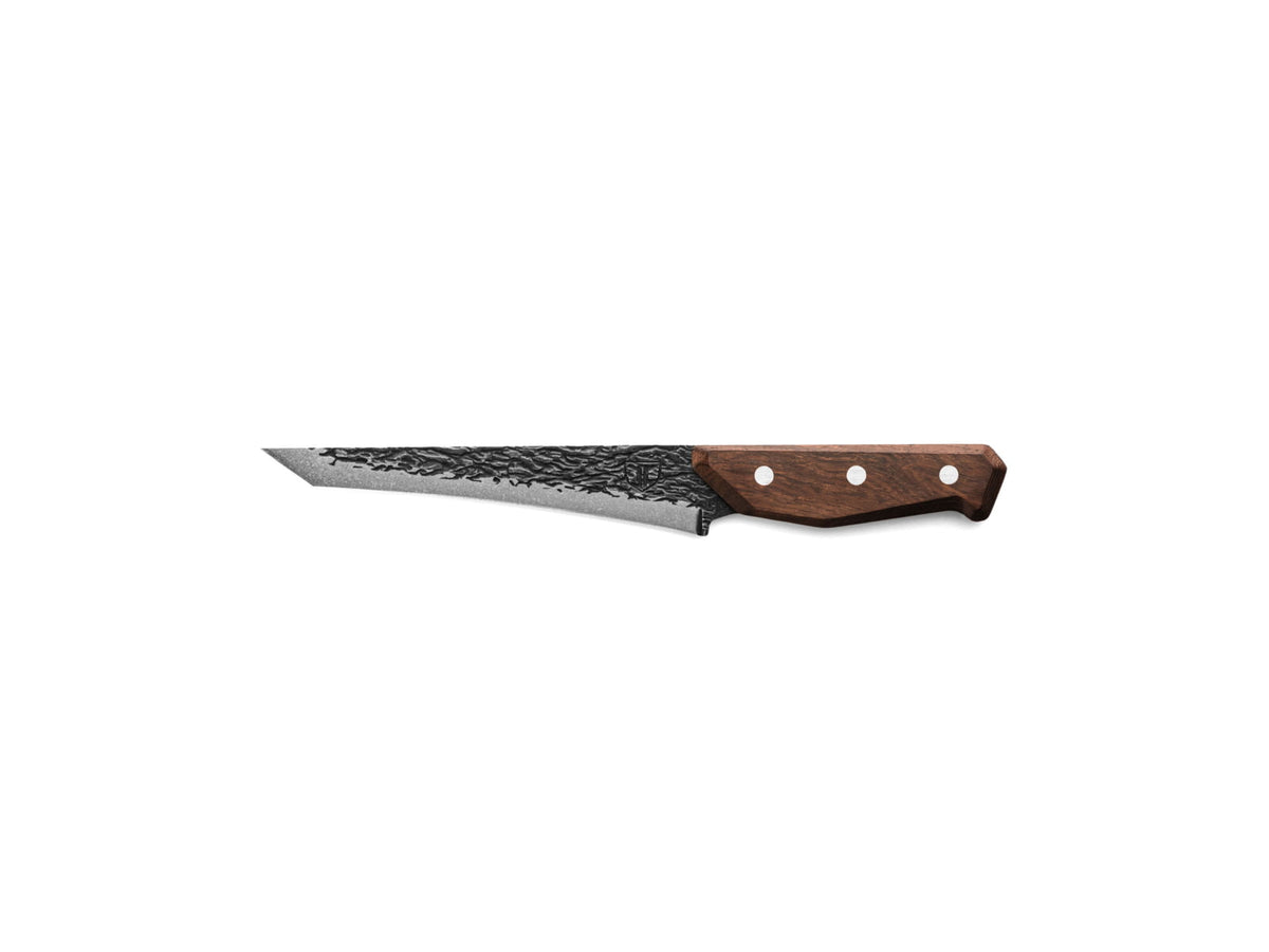 TRUE Primal Forge Tanto Slicer Kitchen Knife 5Cr15MoV Stainless Steel Monzo Wood Handle Black