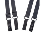 TUFF Products 4-Point Tactical Duty Suspenders w/ Adj. H Harness Black Plain Keepers 1.5in. Webbing