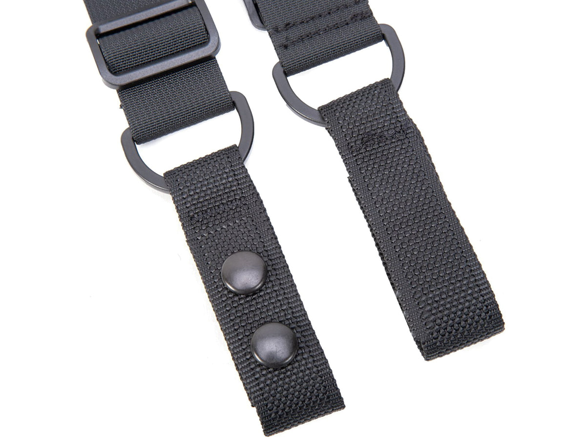 TUFF Products 4-Point Tactical Duty Suspenders w/ Adj. H Harness Black Plain Keepers 1.5in. Webbing