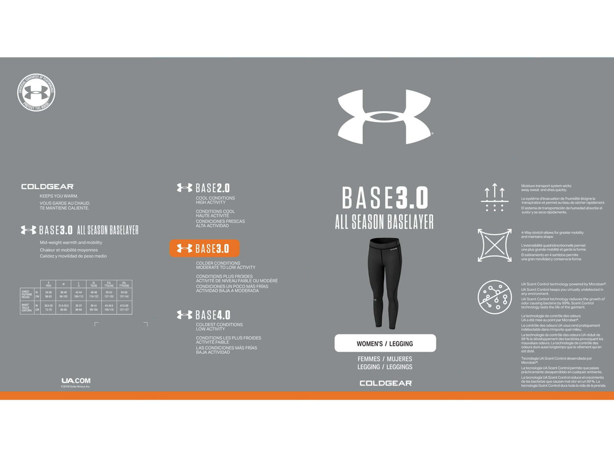 Under Armour ColdGear Base 3.0 Legging - Women's Small Black 1343324001SM