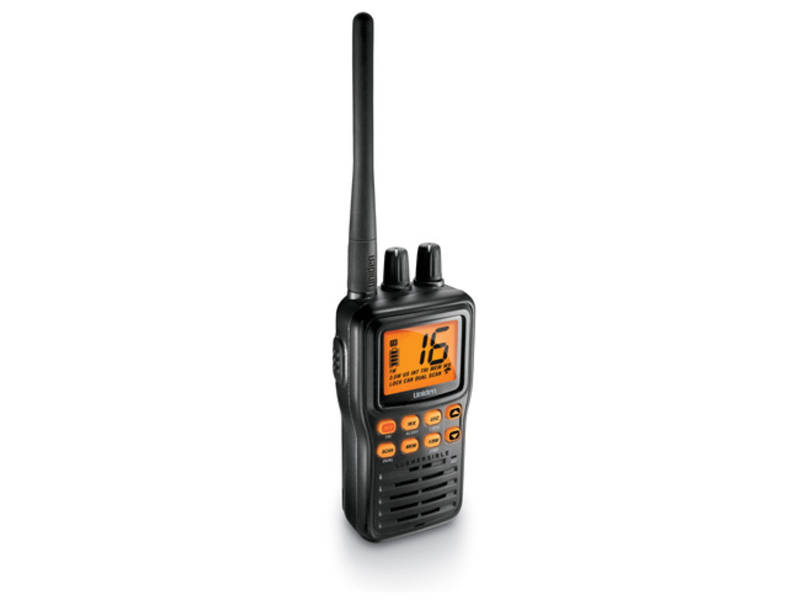 Uniden JIS8 Submersible Handheld 2-Way VHF Marine Radio Black 12 hr. Battery Life 1Watt/5Watts MHS75