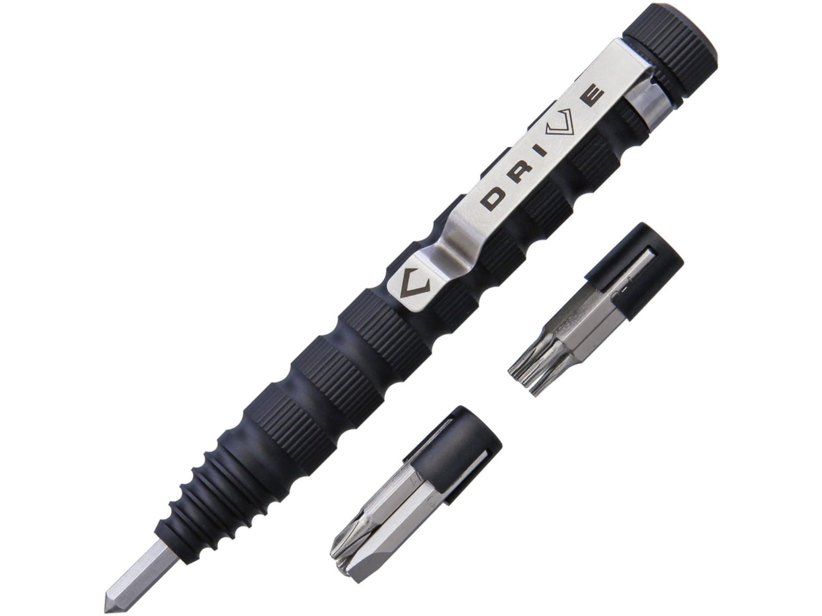 V NIVES Multi Tool Pen 4.75in Overall Black Aluminum Handles Pocket Clip Contains 7x 1/8in Driver Bits VMT20ALBK