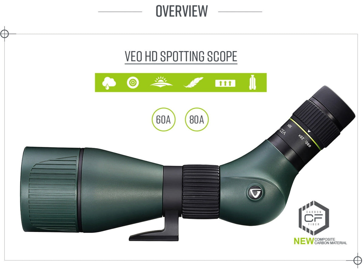 Vanguard 15-45x60 Spotting Scope BaK4 Roof Angled Green VEO HD 60A
