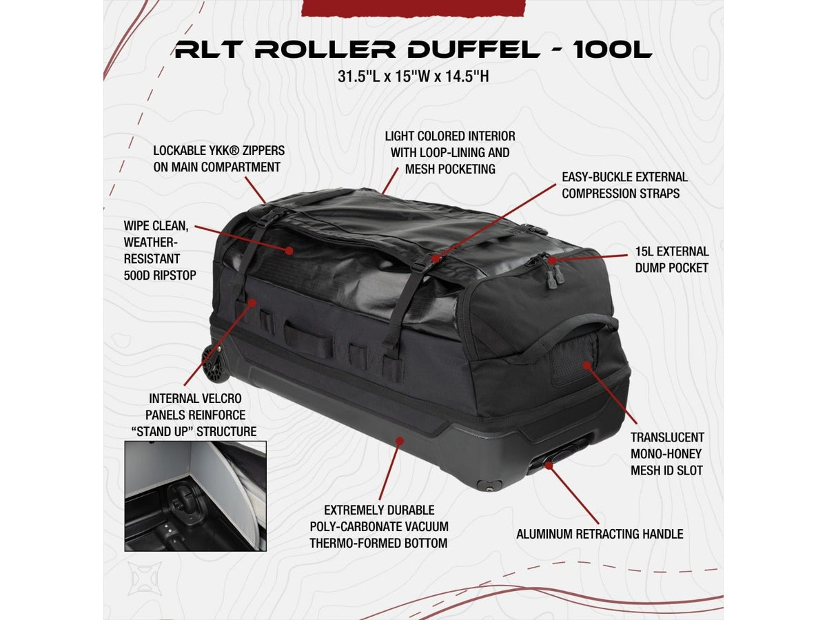 Vertx RLT 100L Roller Duffel Black F1 VTX5098 BK NA N/A