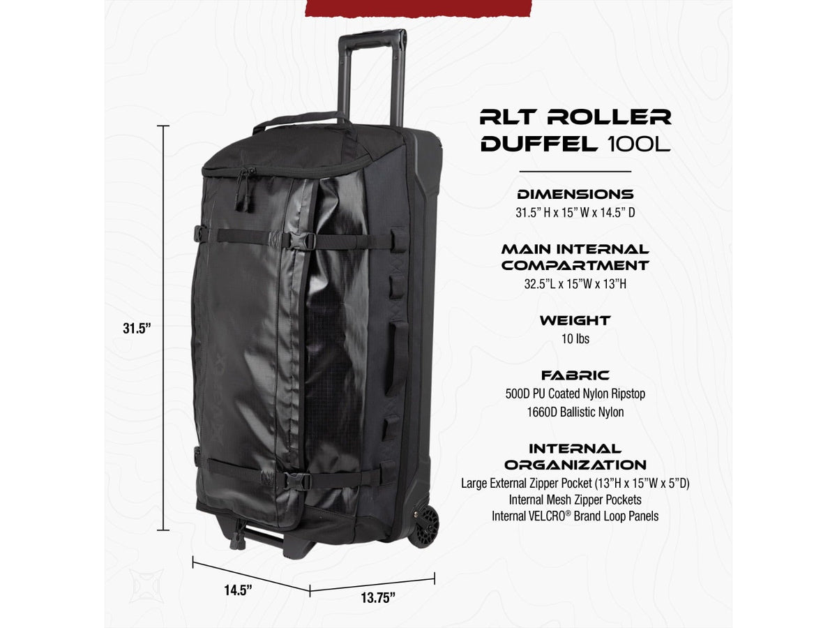 Vertx RLT 100L Roller Duffel Black F1 VTX5098 BK NA N/A