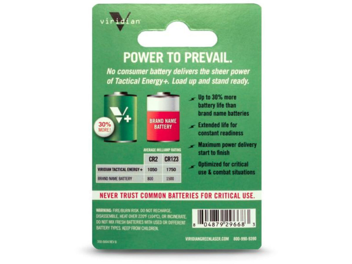 Viridian Weapon Technologies Tactical Energy+ CR123A Lithium Battery 3-Pack 350-0006