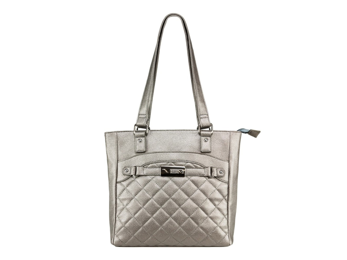 Vism Concealed Carry Quilted Tote Bag Urban Gray