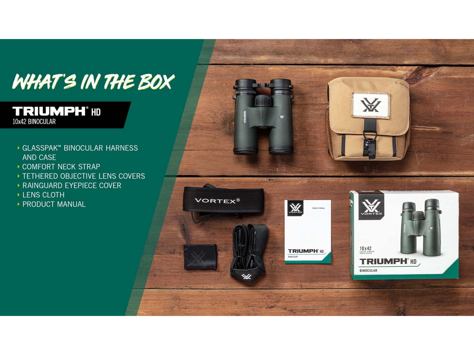 Vortex Triumph HD 10x42 Roof Prism Binoculars Green 6.1in 22.9oz