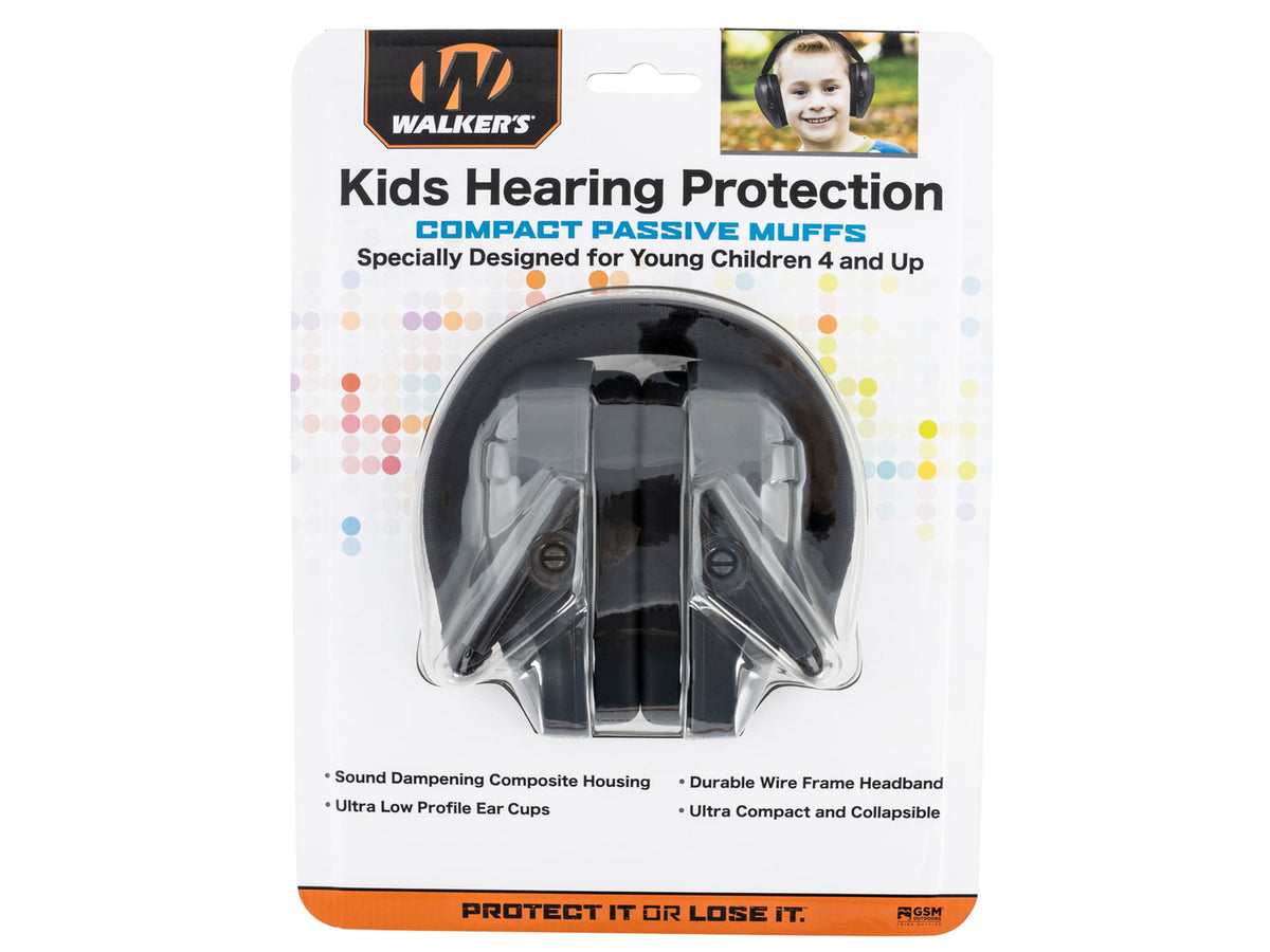 Walker's Razor Compact Passive Earmuff Optimized for Smaller Head Sizes Gray GWP-CRPAS-GY