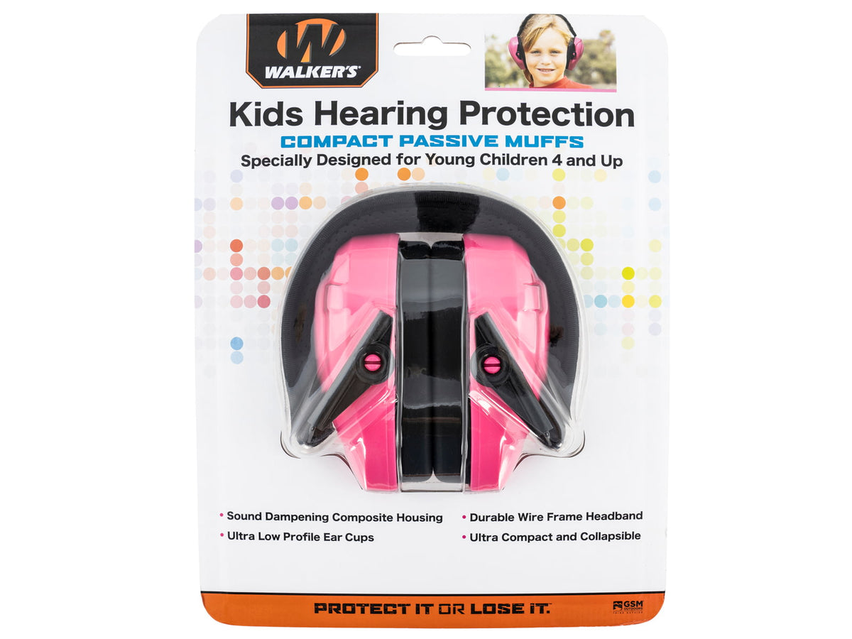 Walker's Razor Compact Passive Earmuff Optimized for Smaller Head Sizes Pink GWP-CRPAS-PK