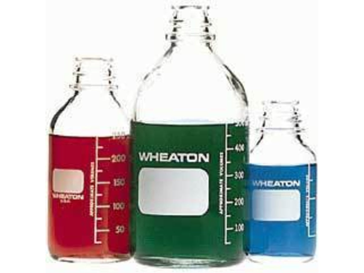 Wheaton Media Bottles Graduated Wheaton 219755 With Rubber-Lined Cap