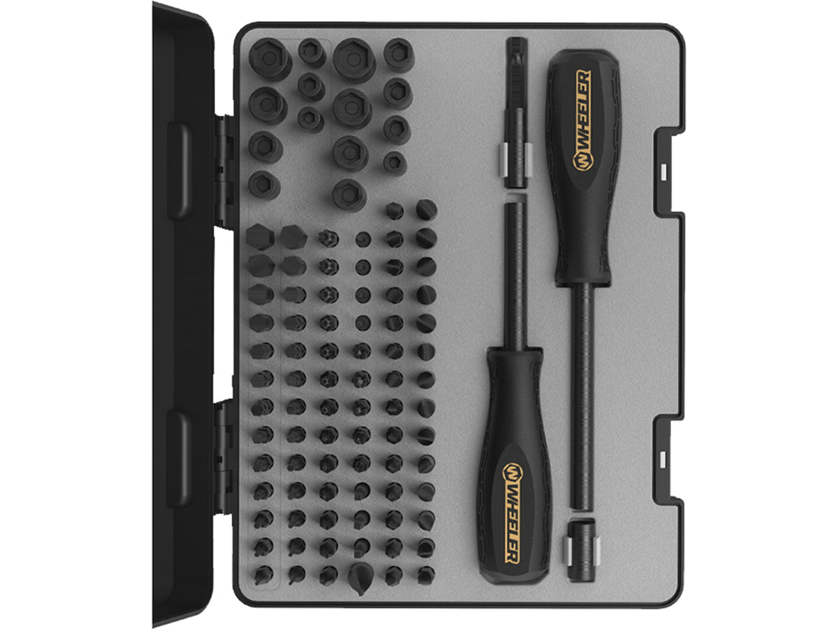 Wheeler Engineering Professional Screwdriver Set Short/Extended Multiple Applications Tools Texturized Rubber Handles Black Phosphate 100-Pack