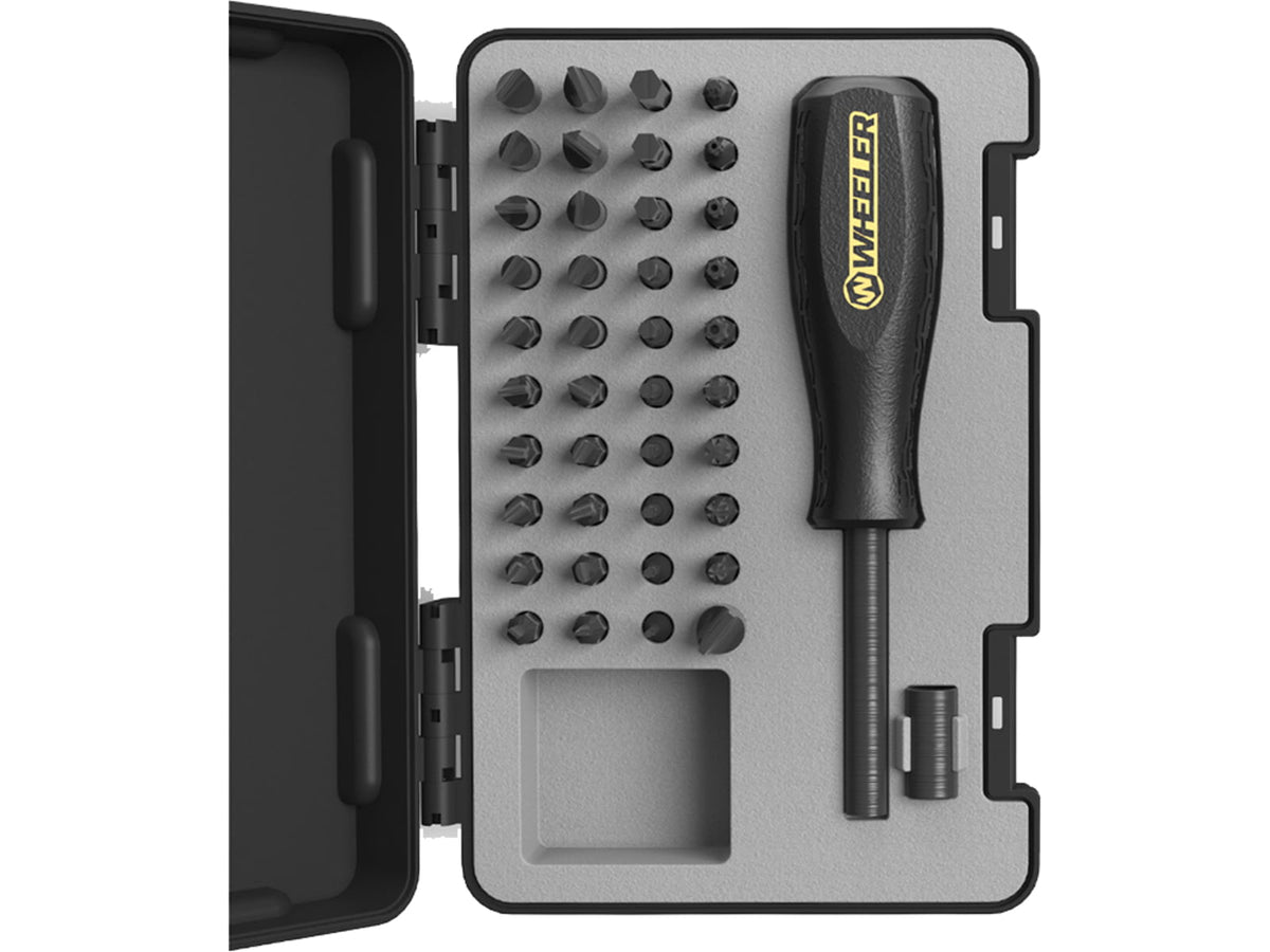 Wheeler Engineering Gunsmithing Screwdriver Set Hollow-Ground Flat Bits Texturized Rubber Grip Black Phosphate 43-Pack
