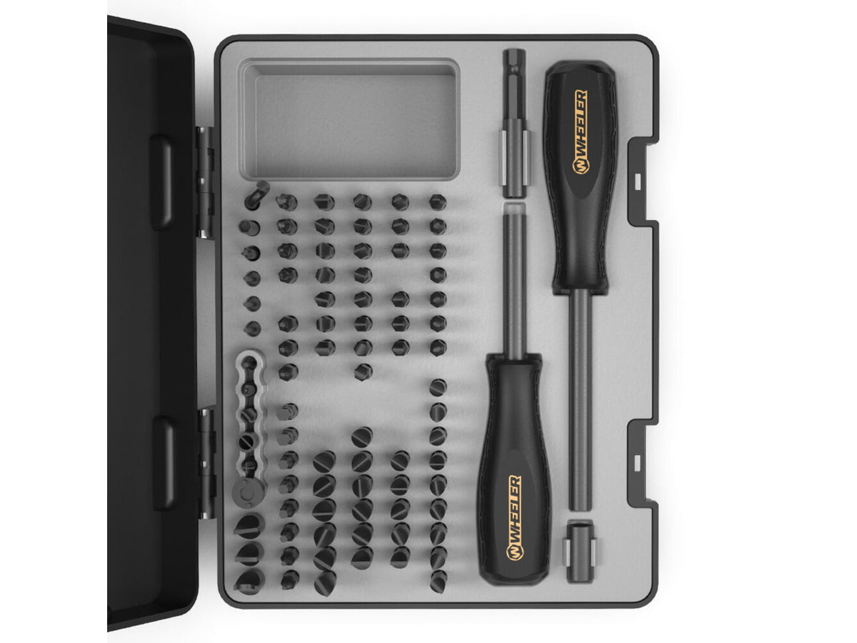 Wheeler Engineering Professional Gunsmithing Screwdriver Set Hollow-Ground Flat Bits Short/Extended Drivers Texturized Rubber Grip Black Phosphate