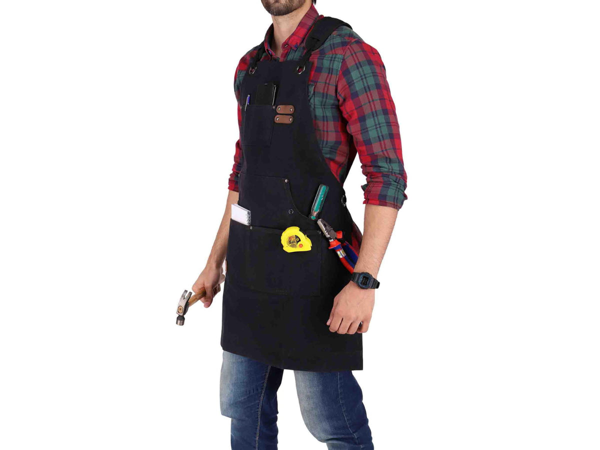 White Duck Work Apron Black