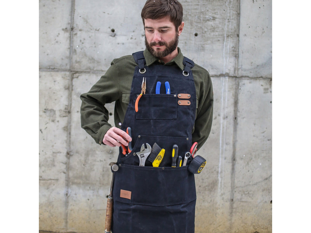 White Duck Work Apron Black