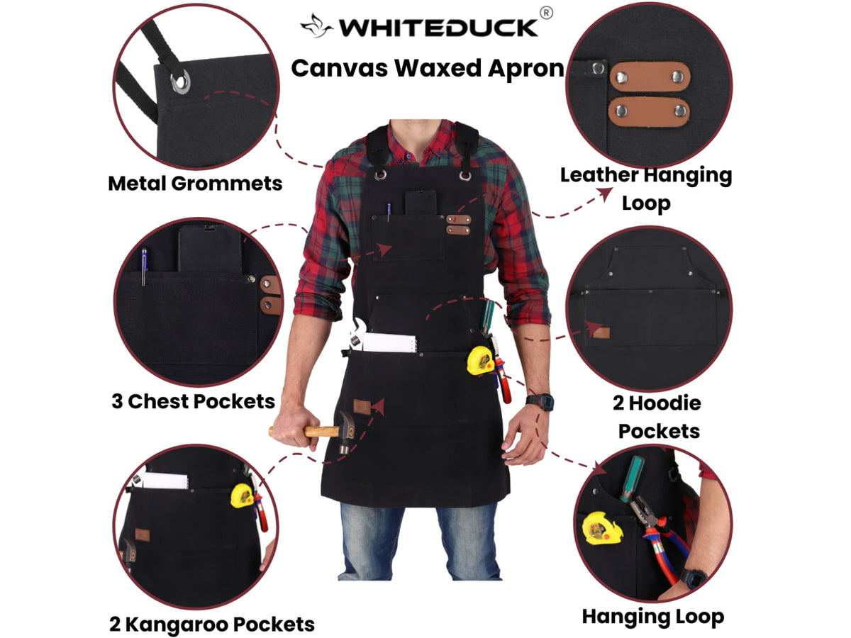 White Duck Work Apron Black