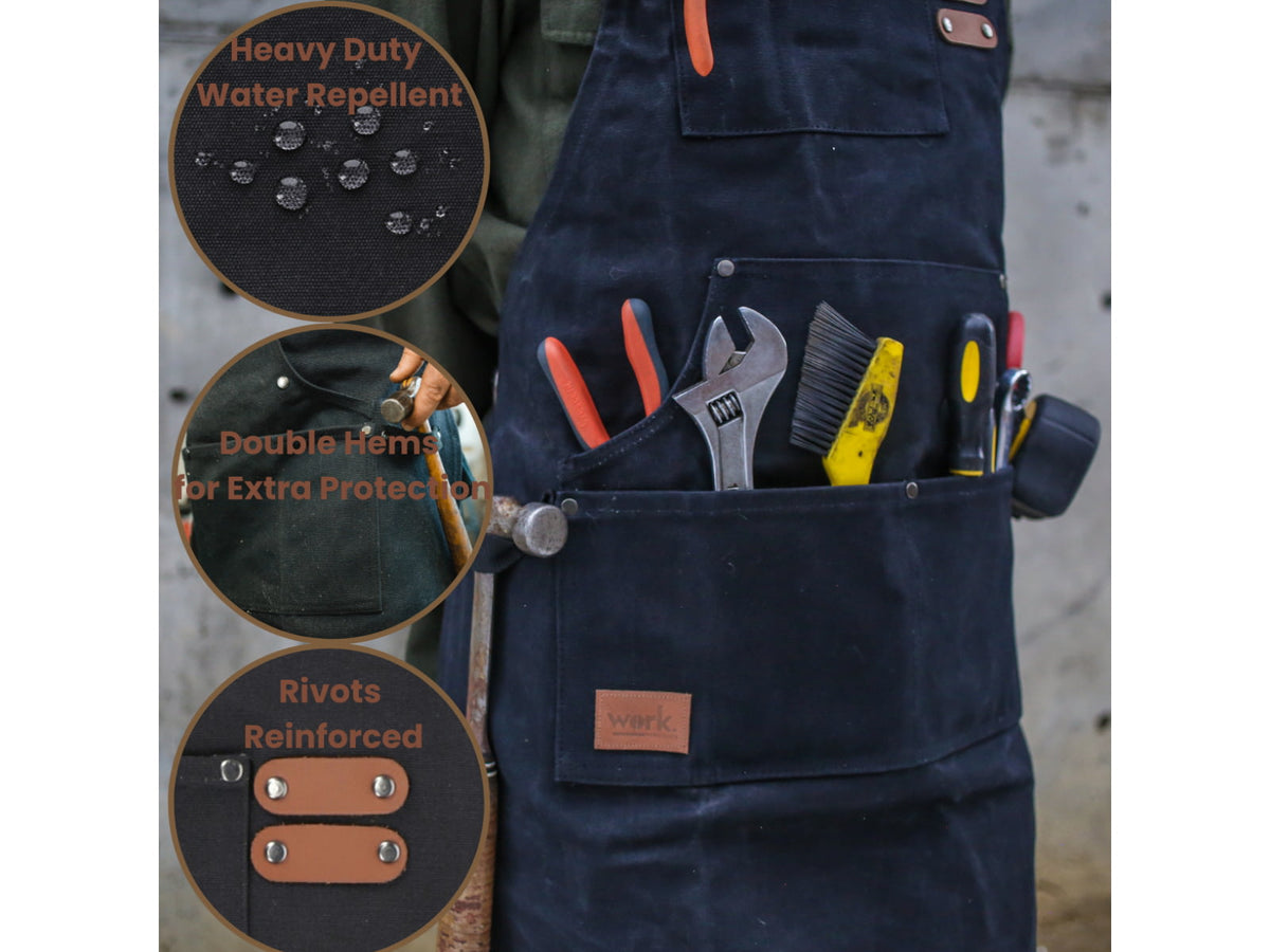 White Duck Work Apron Black