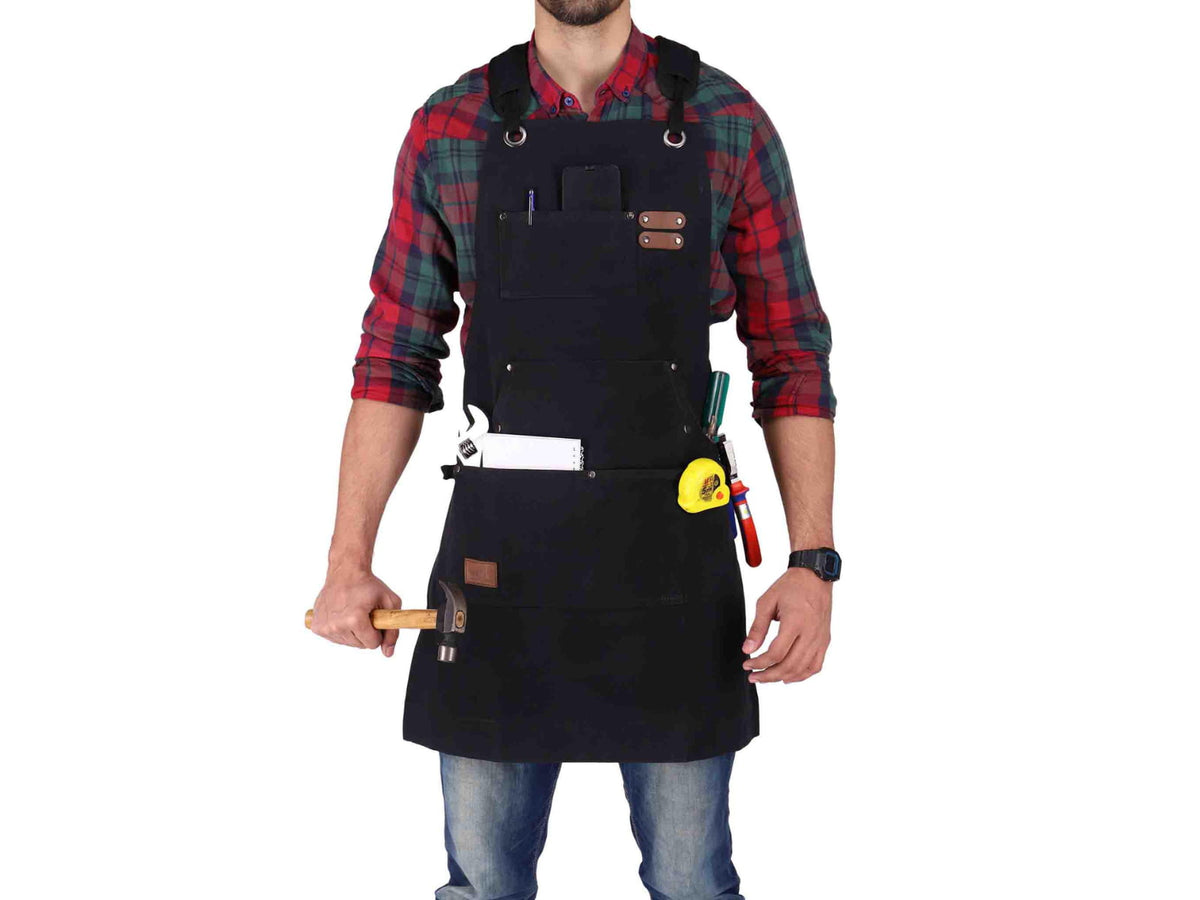 White Duck Work Apron Black