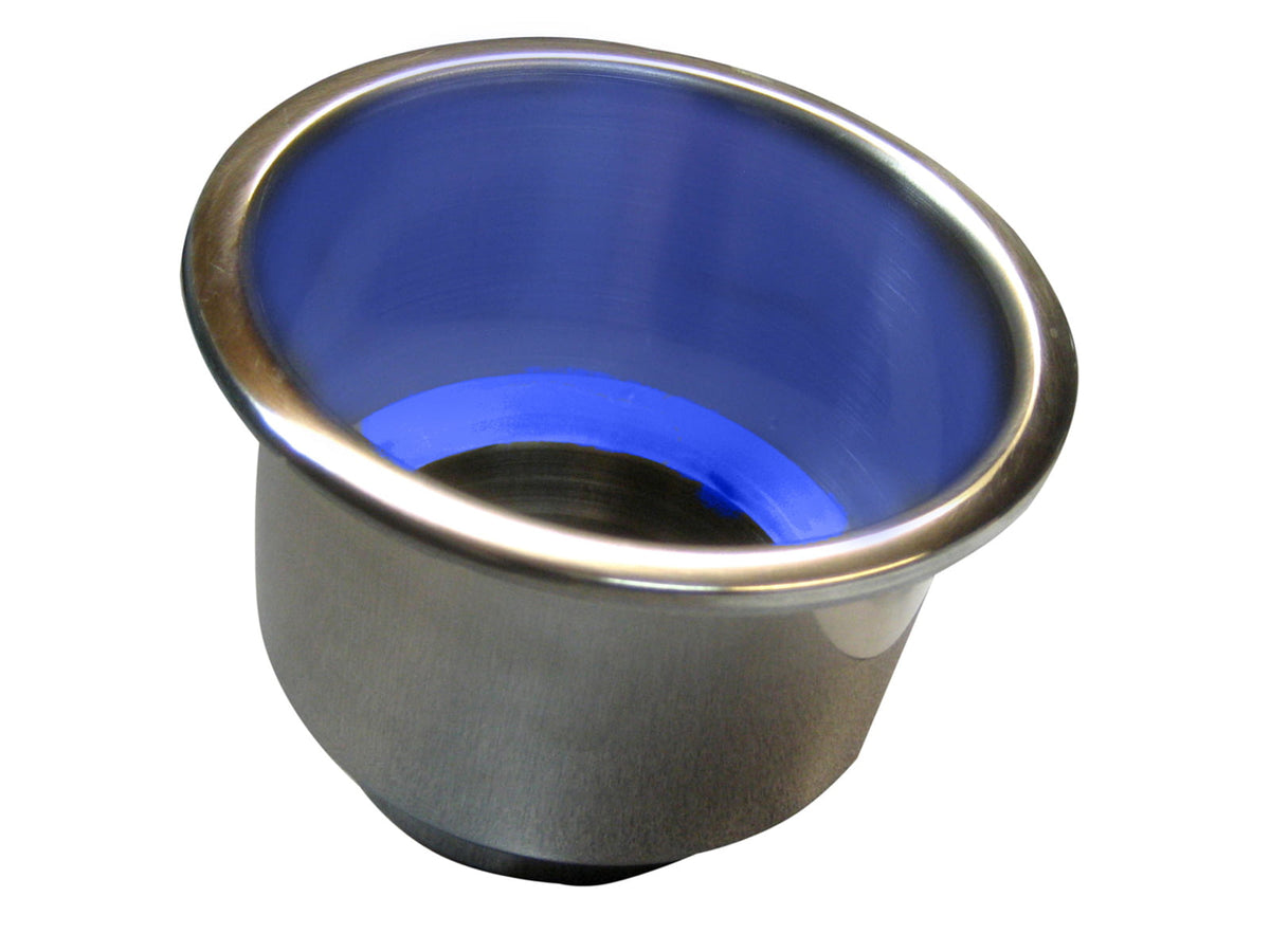 Whitecap Flush Mount Cup Holder w/Blue LED Light - Stainless Steel S-3511BC