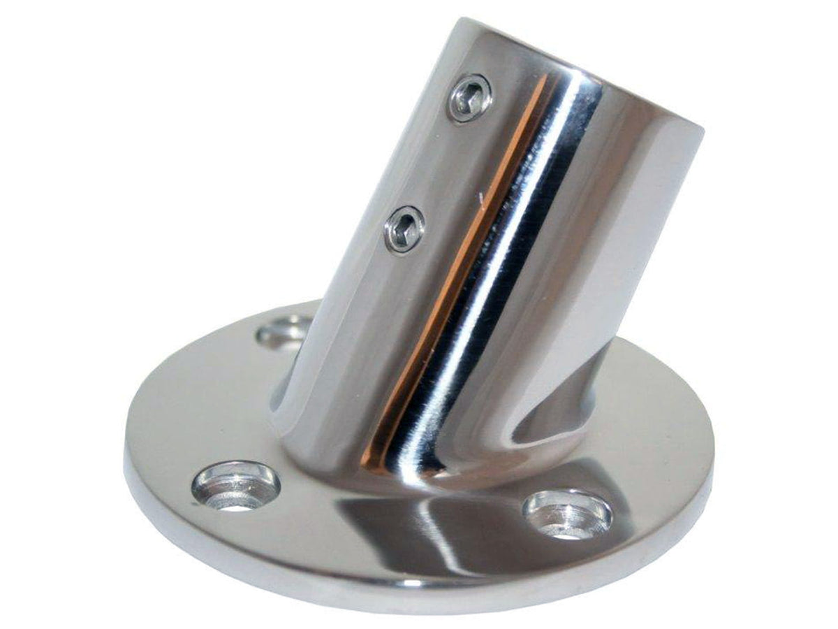 Whitecap O.D. 60 Round Base SS Rail Fitting 7/8" 6040C