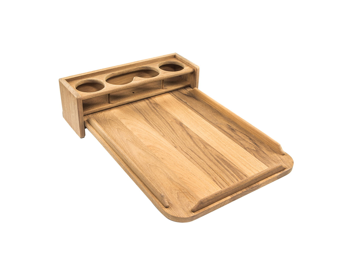 Whitecap Teak Drinkholder w/Removable Cockpit Table Top - Holds 4 Glasses 61394
