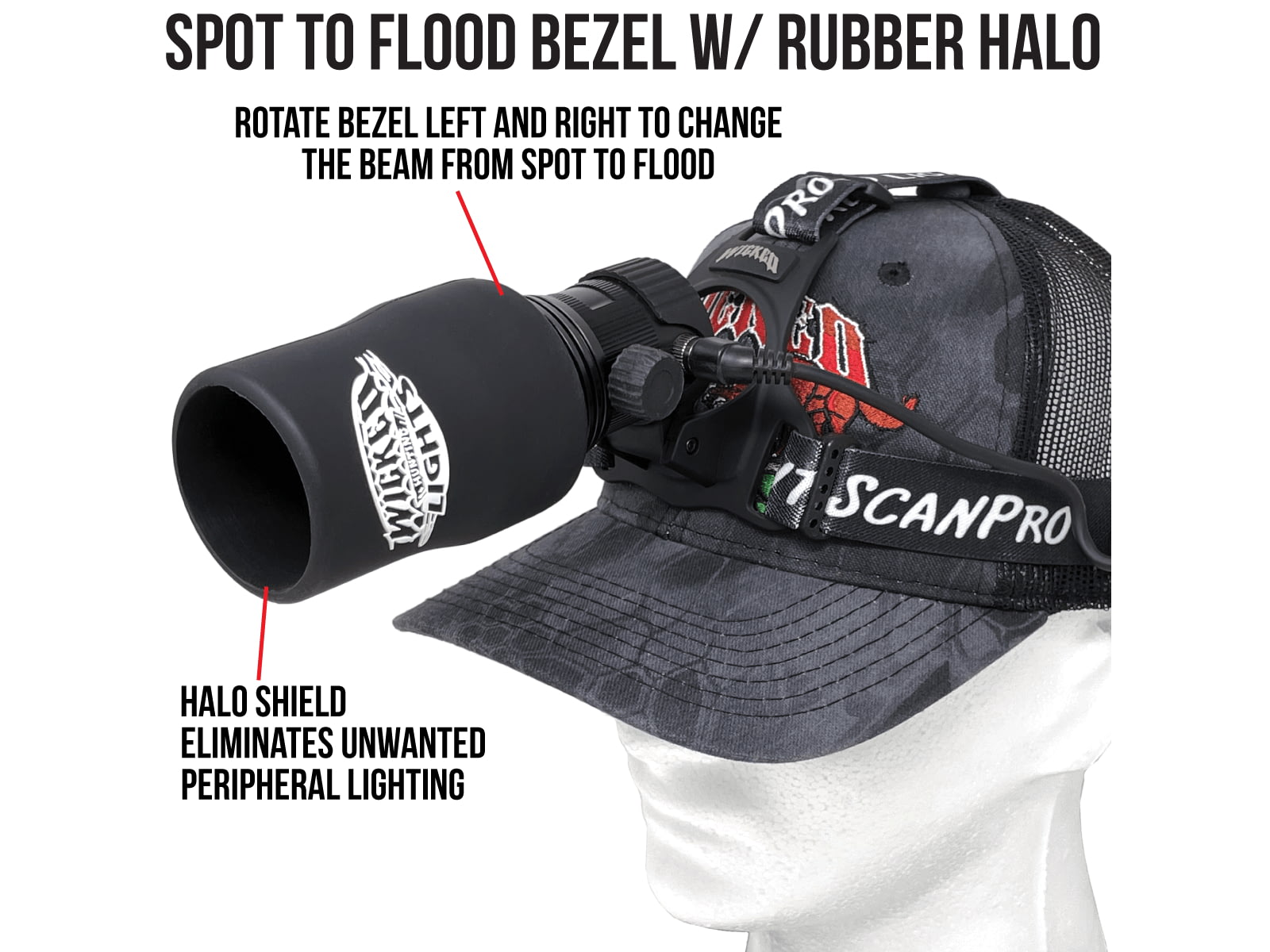 Wicked Hunting Lights ScanPro iC 3-Color-In-1 GEN4 LED Night Hunting Headlamp Black