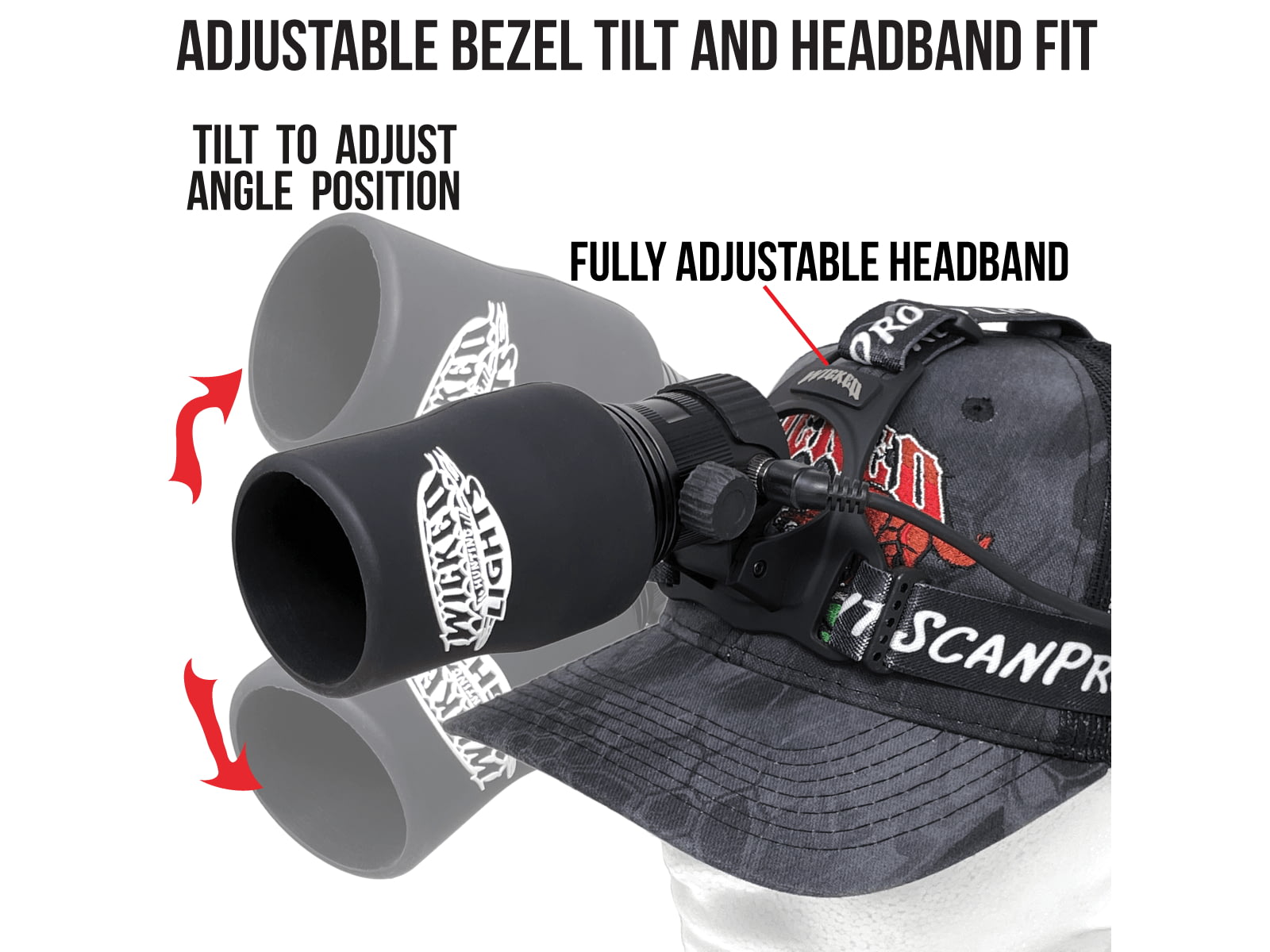 Wicked Hunting Lights ScanPro iC 3-Color-In-1 GEN4 LED Night Hunting Headlamp Black