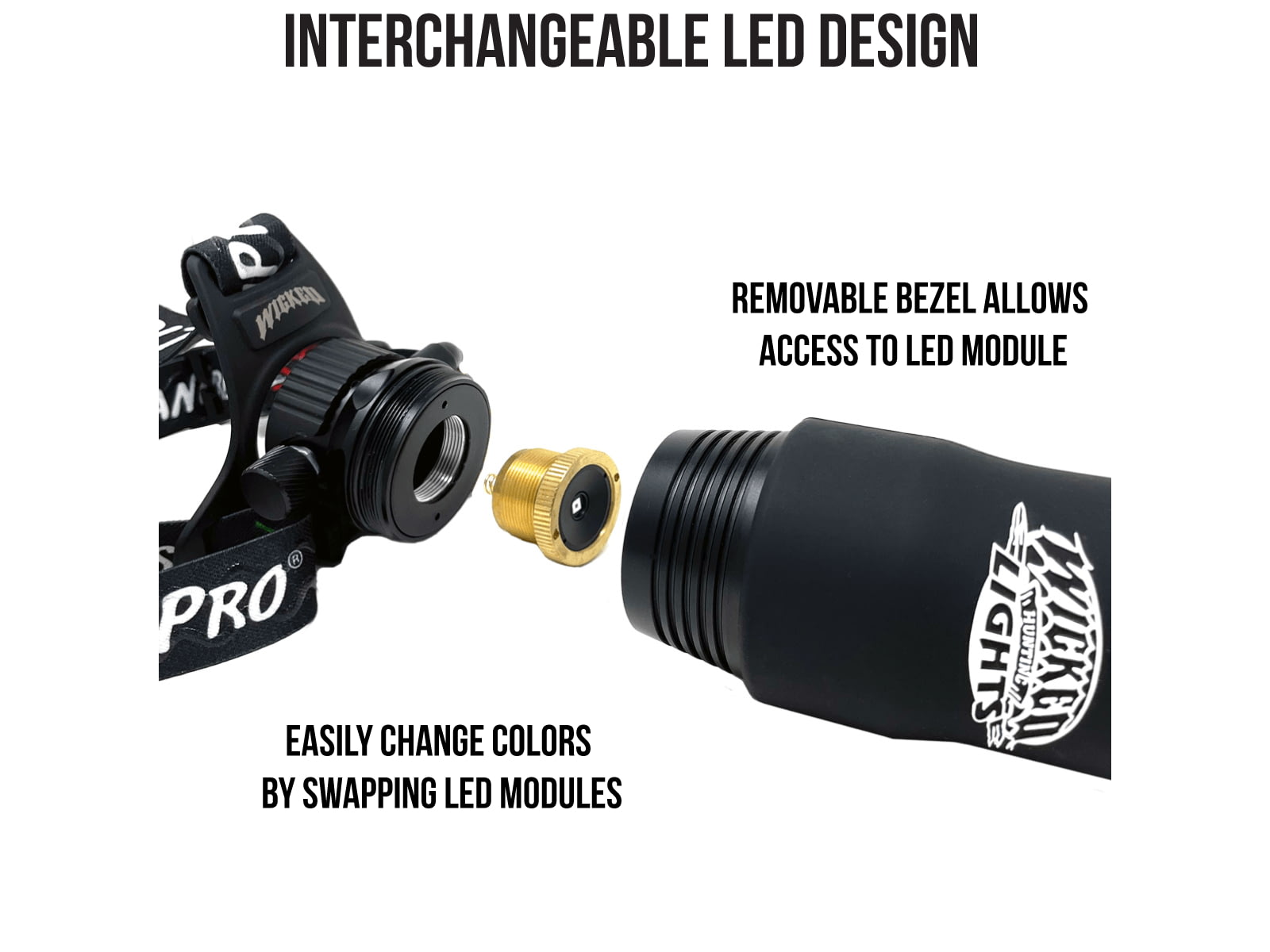 Wicked Hunting Lights ScanPro iC GEN4 LED White Night Hunting Headlamp Black