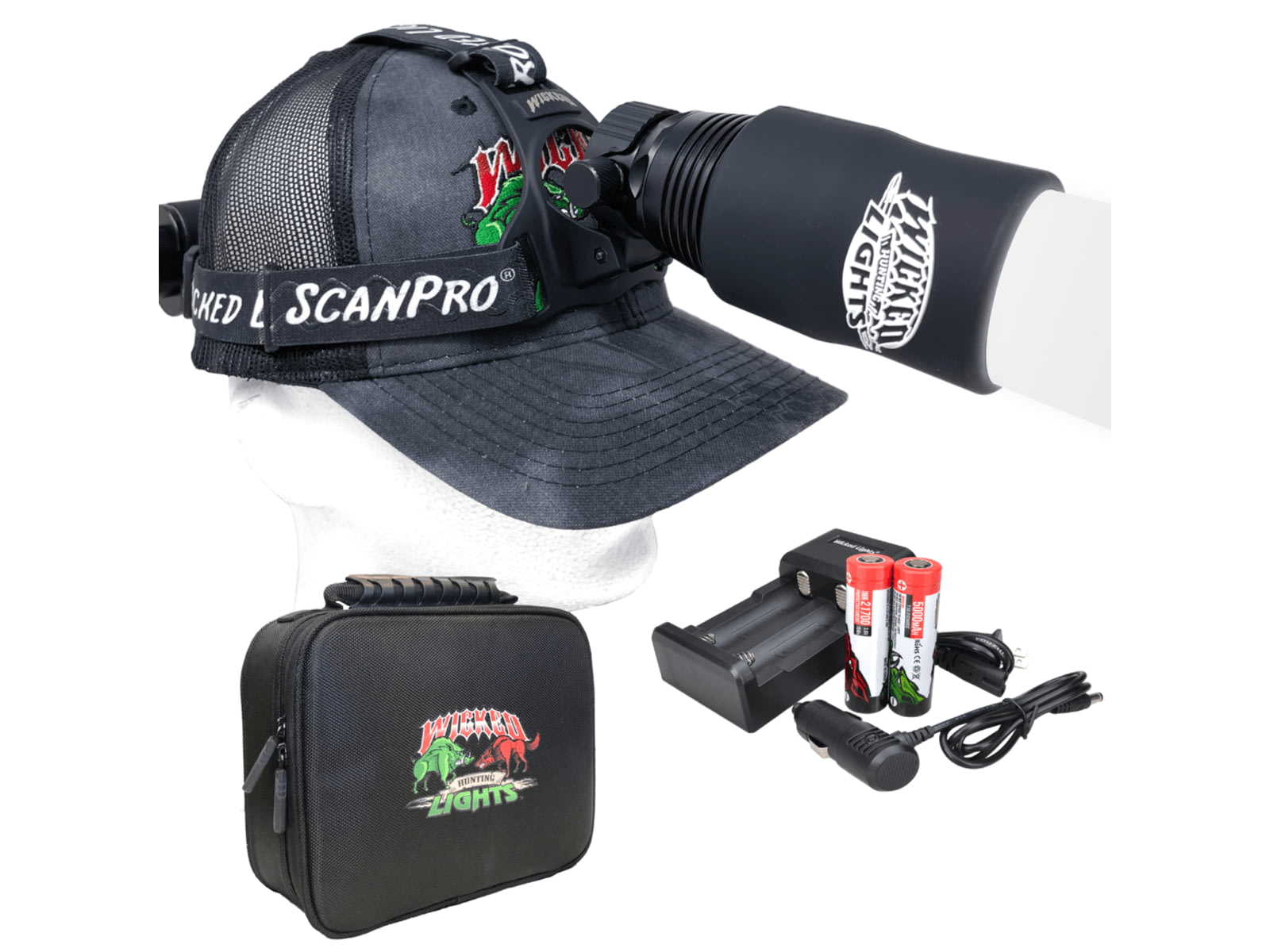 Wicked Hunting Lights ScanPro iC GEN4 LED White Night Hunting Headlamp Black