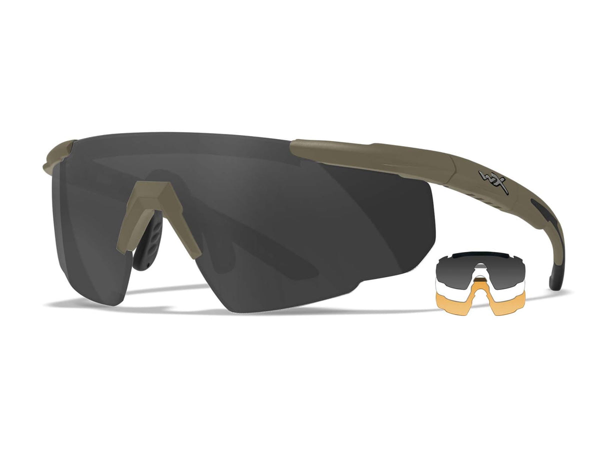 Wiley X Saber Advanced Matte Tan Frame Clear/Smoke Grey/Light Rust Lens 308T