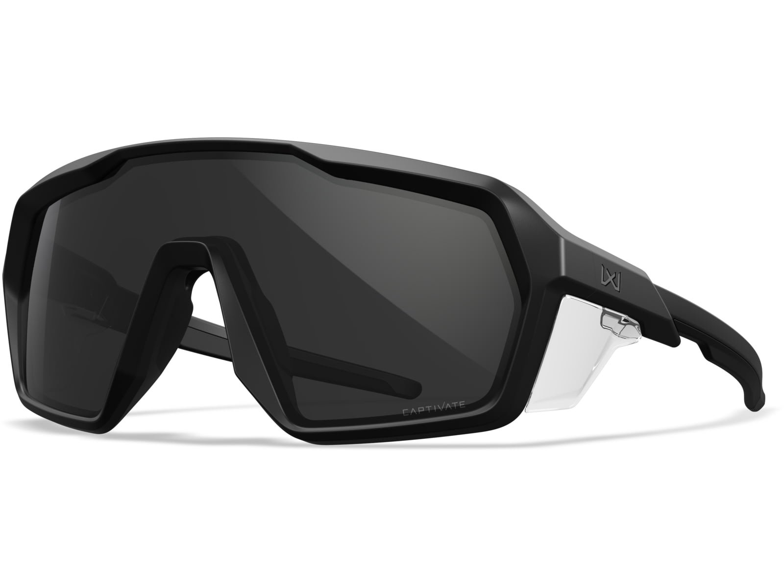 Wiley X Citadel Flow-Coated Sunglasses Matte Black Matte Gunmetal Logo Frame Captivate Clear Grey Lenses