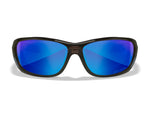 Wiley X WX Gravity Sunglasses Black Crystal Frame Captivate Pol Blue Mirror Lenses