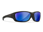 Wiley X WX Gravity Sunglasses Black Crystal Frame Captivate Pol Blue Mirror Lenses