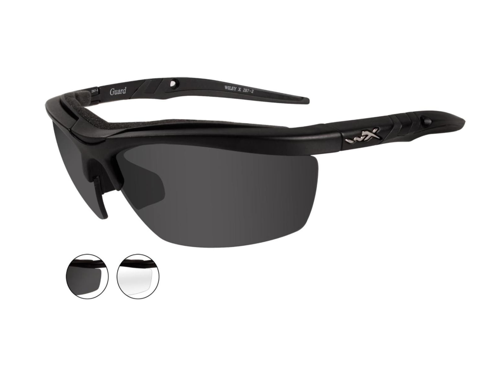Wiley X Guard Sunglasses - 2 Lens Package 1 Matte Black Frame w/Smoke GreyClear Lens 4004